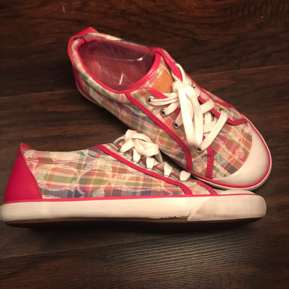 Coach Hot pink Plaid Barrett Poppy Beach Sneakers